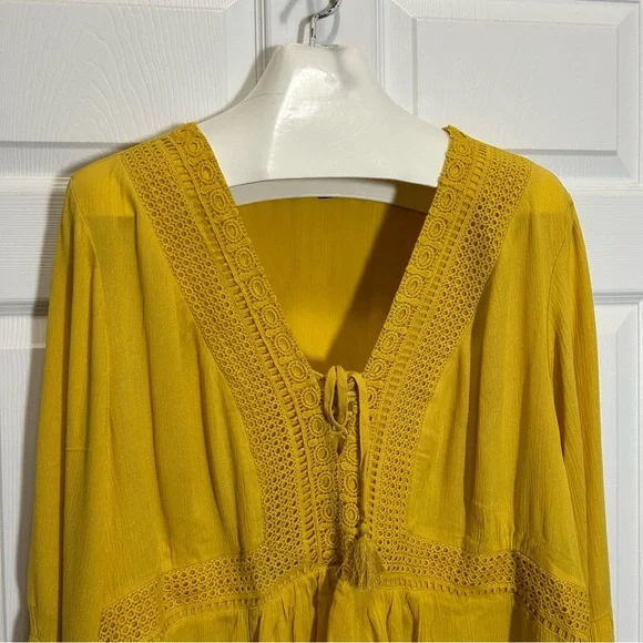 Torrid Mustard Lace Detail Blouse - Picture 2 of 8